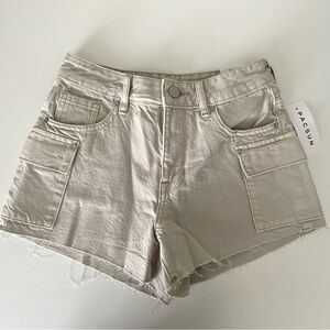 pacsun grey ultra high rise cargo shorts 23” NWT